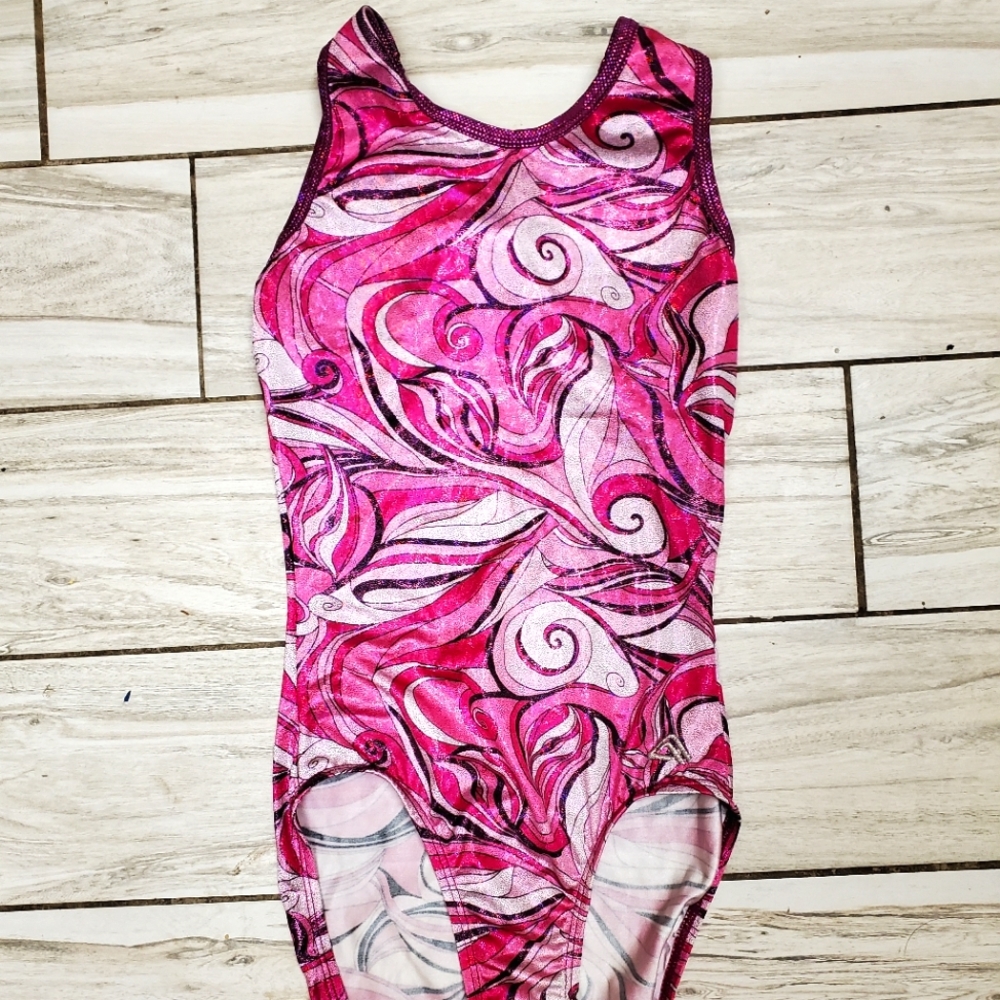 Alpha Factor Gymnastics Dance Leotard Adult LARGE Pink Mystique RACERBACK Paisle